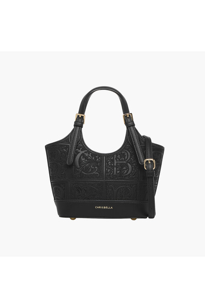 Chrisbella Embroidered Tote Bag with Zip Closure