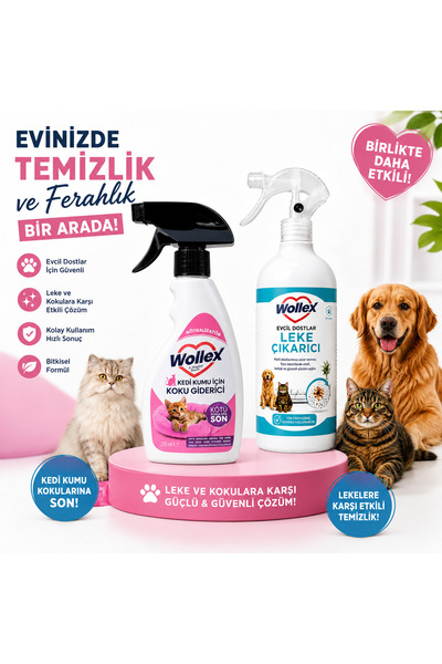 WOLLEX Kedi Kumu Ve Tuvaleti Koku Giderici, Doğal idrar Ve Çişi Spreyi,Evcil ...