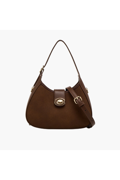 Chrisbella Solid Shoulder Bag with Twist Lock Closure