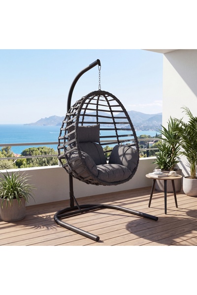 Durante Living Cocoon Tek Kişilik Salıncak Rattan Antrasit