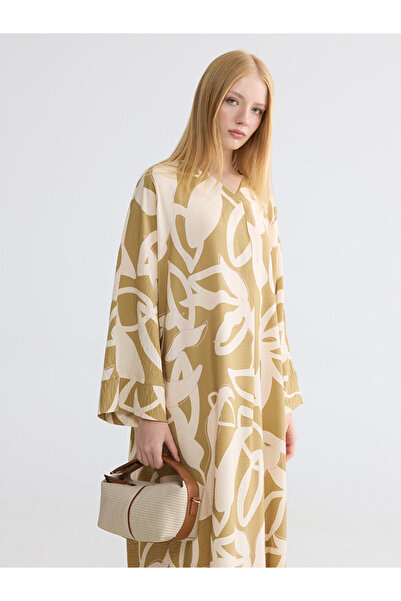 LC Waikiki V Neck Patterned A Line Oversize Dress