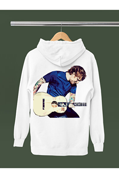MAGORS سويت شيرت ED SHEERAN مطبوع من القطن بأكمام طويلة وثلاث خيوط وقلنسوة