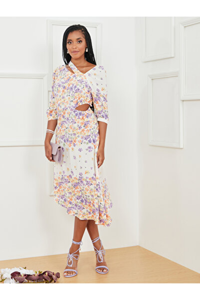 Styli Premium Asymmetric Cut Out Midi Dress