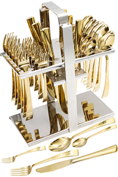 Alsaif Home Golden Spoon Set - 30 Pieces |