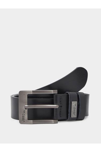 Styli Men Black Jeep Square Buckle Belt