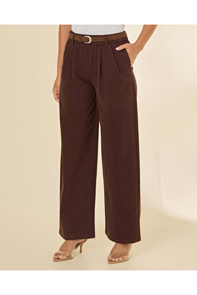 REDTAG Infant Girls Brown Baggy Trousers With Belt