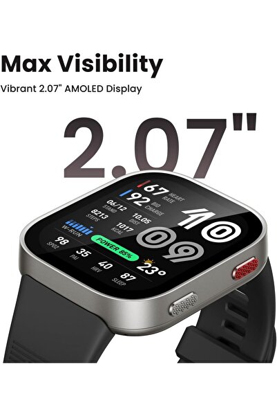 Amazfit Bip Max 50mm Smartwatch, 2.07" AMOLED Display, 20 Days of Battery, GPS, 4GB Storage, Offline Maps, Fitness Tracker, Hybrid Training, 150+ Sports, HYROX Mode, 5 ATM for Android & iPhone, Gray