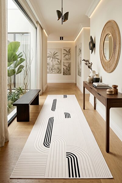 West Home Makinede Yıkanabilir Kaymaz Taban Leke Tutmaz Dijital Salon Mutfak Balkon Halısı ve Yolluk