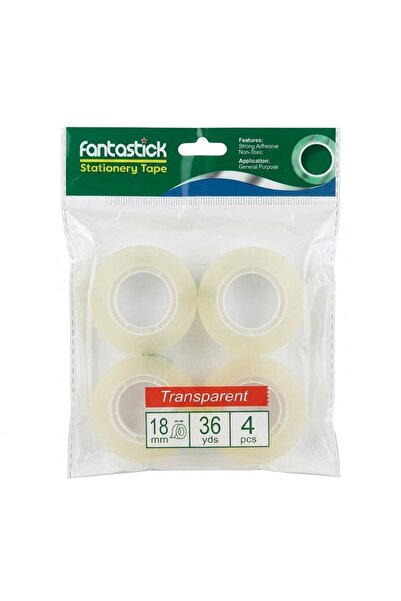 Fantastick Transparent Stationery Tape – 18 mm x 36 Yards (Pack of 4)