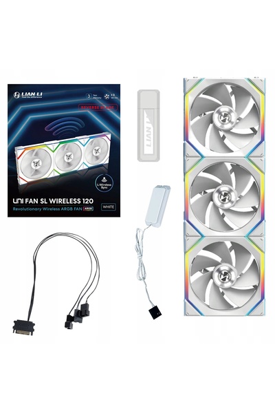 Lian Li 3X UNI FAN SL FĂRĂ FIR ARGB PWM REVERSE 120MM ALB + CONTROLER