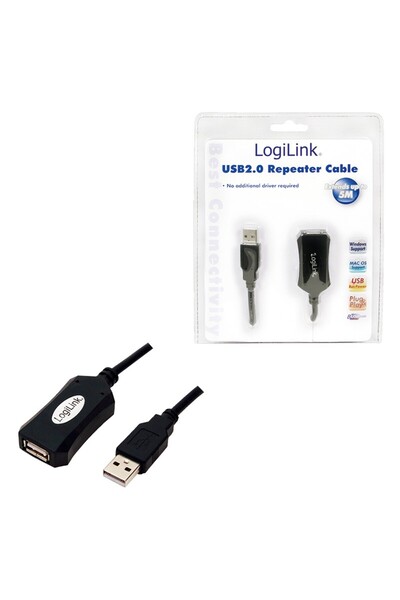 LogiLink Cablu prelungitor USB-A M/F 5m USB 2.0 cu amplificator repetor 480 Mb/s