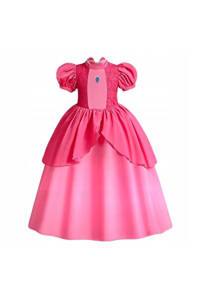 NO BRAND Costum rochie Prințesa Peach Mario Mărimea L 134/140 cm PENTRU COPII