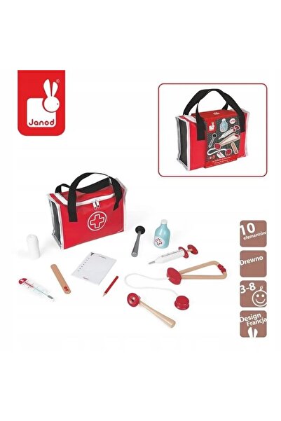Janod Set de doctor pentru copii cu 10 accesorii, geantă de doctor, 3-8 ani