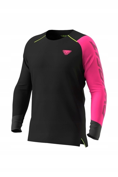 DYNAFIT Tricou de alergare pentru bărbați Dna cu mânecă lungă, negru, L