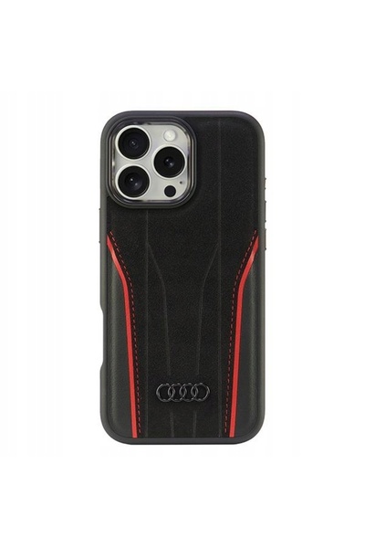 NO BRAND Husă robustă din piele Audi pentru iPhone 16 Pro Max, husă de protec...