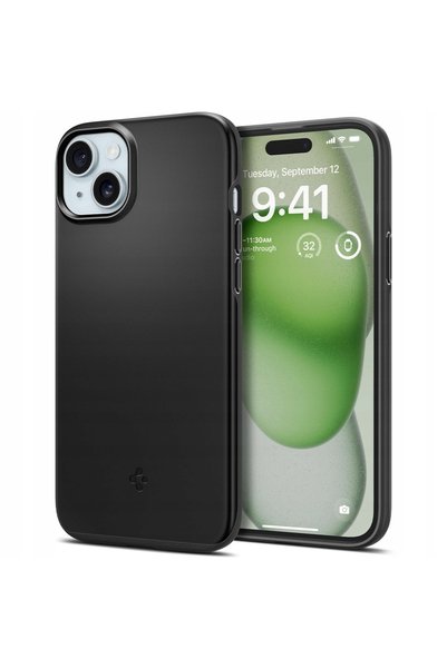 Spigen Husă de protecție neagră, subțire, cu potrivire perfectă pentru iPhone...