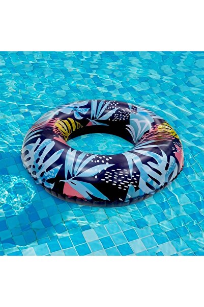 NO BRAND Colac gonflabil de plajă 100 cm MONSTERA frunze bleumarin