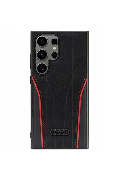 Audi Piele naturală MagSafe S24 Ultra S928 negru-roșu