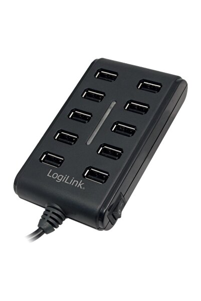 LogiLink HUB USB 2.0 cu 10 porturi, Alimentare activă, Comutator, Viteză rapi...