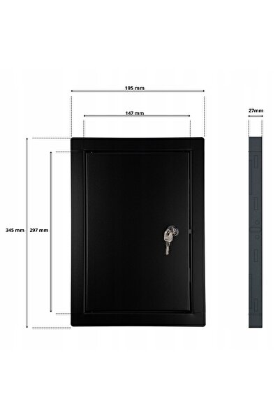 NO BRAND REVISION Cutii metalice blocabile cu cheie 15x30 CM Negru metalic