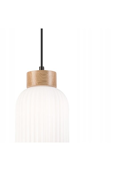 Lamkur Lampă suspendată ZWIS HARMONY 53462 1xE27 Abajur din sticlă Lemn Alb