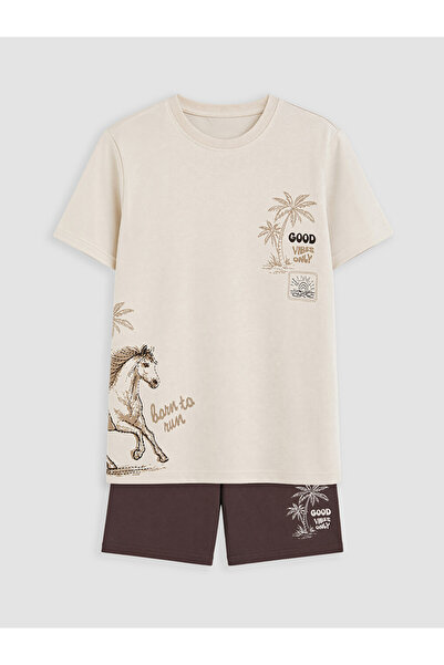 LC Waikiki Printed Boys' Shortie Pyjamas Set