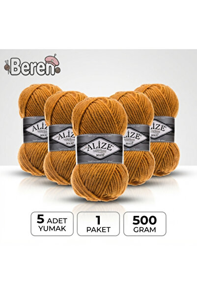 Alize Süperlana Maxi - 02 Safran - 5-Pack - 100Gr/100M - Hand Knitting Yarn -...