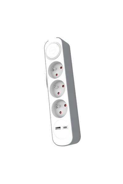 NO BRAND Prelungitor compact cu 3 prize, cablu de 5m, încărcător cu 2 porturi...