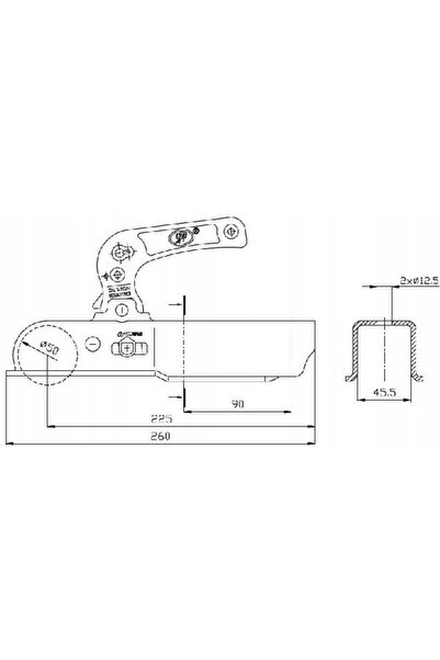 NO BRAND Cuplaj sferic STEELPRESS pentru remorcă 1700 kg cu racord de 45 mm D...