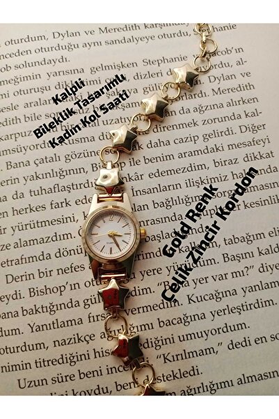 Brality Ricardo Yıldız Tasarımlu Kadın Kol Saati , Gold Renk Kordon , BEYAZ R...