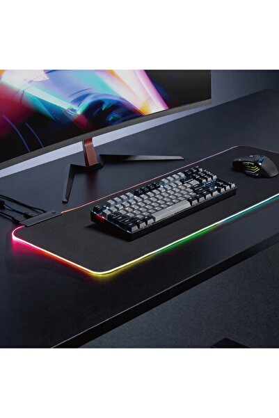 Spacetronik Mouse pad mutispandex pentru birou, covoraș RGB cu hub USB 80x30cm
