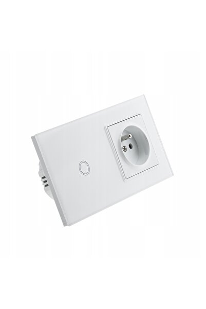 NO BRAND Priză electrică, contact cu pin, întrerupător, LED, simplu, sticlă albă
