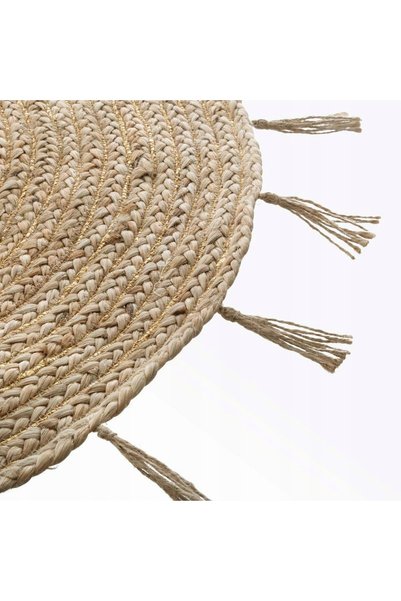 Atmosphera Covor rotund din iută, stil etno boho, cu franjuri, 80 cm