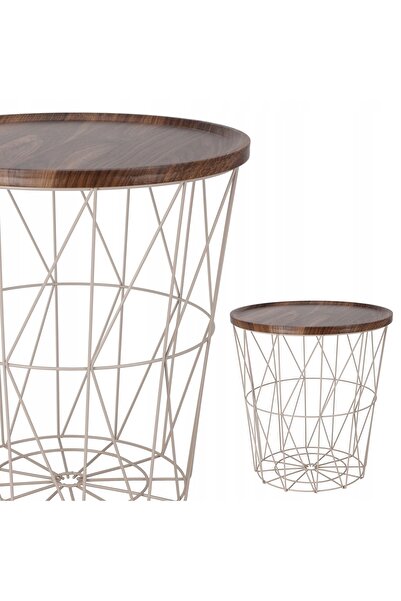 Home Styling Collection Măsuță laterală cu bază metalică 37x39 cm rotundă pen...