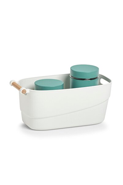 zeller Cutie de depozitare pentru baie cu mâner din lemn 33x18