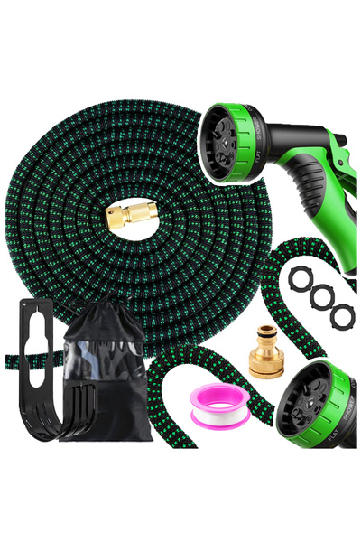 NO BRAND Furtun de grădină extensibil 45m + set mare de conectori 10 în 1 + p...