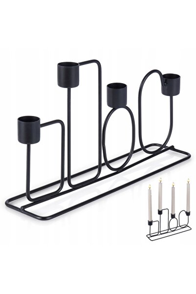 Home Styling Collection SUPPORT LUMÂNĂRI METALIC PENTRU 4 LUMÂNĂRI, DESIGN GE...