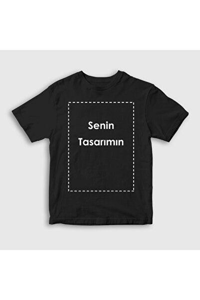 Presmono Unisex Çocuk Siyah Kendin Tasarla Kişiye Özel T-Shirt 519471tt
