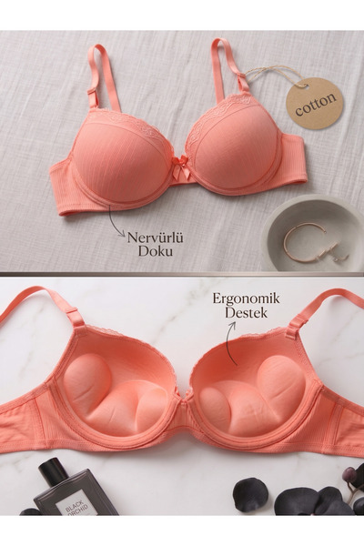 Lavint Homewear Sutien din bumbac, cu dublă umplutură push-up, cu susținere u...