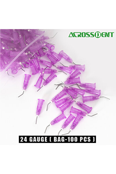Choice6 24G Purple 100 Pcs Pre Bent Dispensing Tip Etchant Resin Flow Composi...