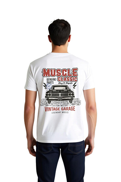 PayBuy Men's Vintage Garage Classic Car Repair Printed T-Shirt 100% Cotton Re...