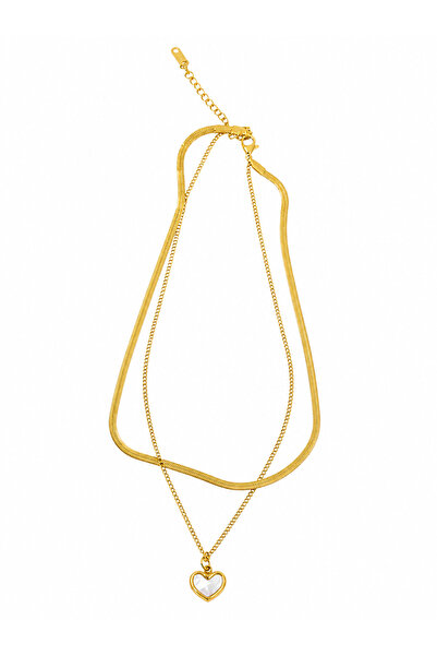 Generic Brand Gold-Plated Double Layer Heart Pendant Necklace for Women