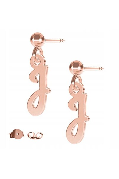 Larezo Cercei de damă, Larezo, Litera J mică, Argint 925, Aur roz 18K, 12 mm,...