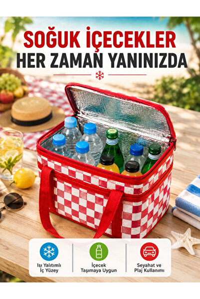 shopwave Aluminum Foil Inner Surface Thermos Bag Camping Beach Grocery and Pi...