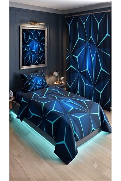Elmas Dizayn 280*240 سم. طقم غرفة نوم بتصميم خاص مع ستارة خلفية، غطاء لحاف مف...