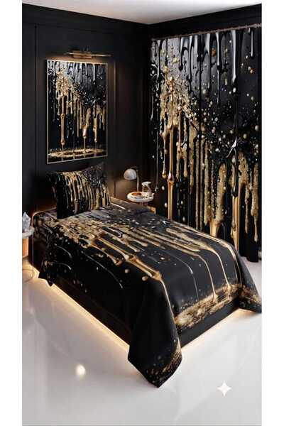 Elmas Dizayn 280*240 Cm.Fon Curtain Special Design Single Bedding Room Set Co...