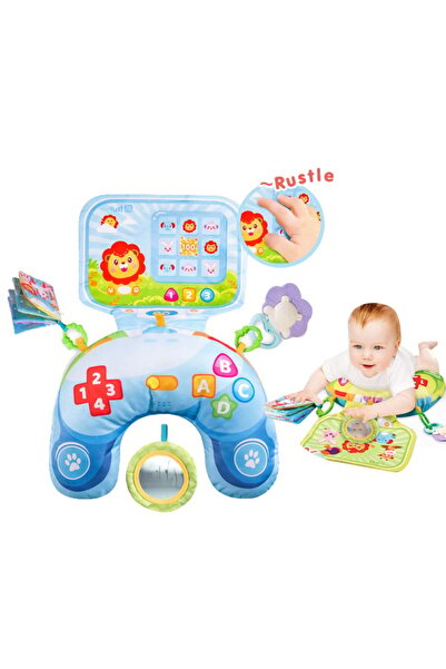 OEM Perna Tummy-Time - Carti Textile, Jucarii Senzoriale si sunete - albastru