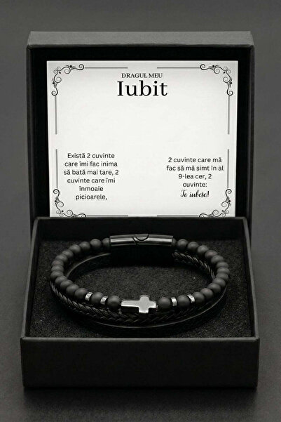 The Jewel Heart Brățară din Piele pentru Bărbați, cu Mesaj Personalizat, Cado...