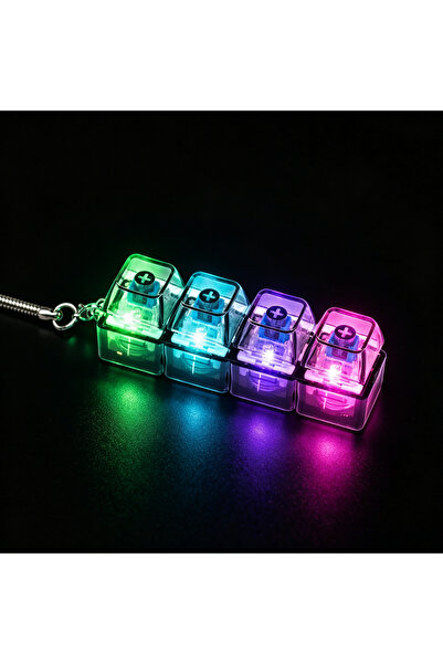 Choice10 4Keys Black-1PC LED Keyboard Keychain Clickable Button Fidget Stress...