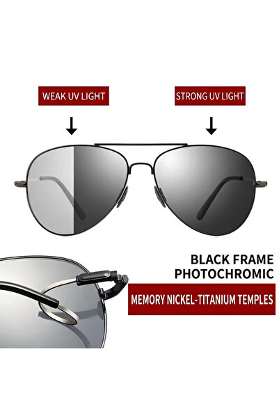 Choice 3005Photochromic Memory Metal Pilot Sunglasses Men Polarized Flexible ...